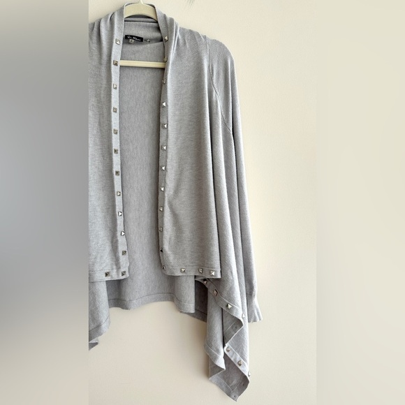 Vila Milano Grey Open Front Metallic Studded Cardigan, Grey, Size Small - Picture 5 of 16